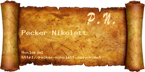 Pecker Nikolett névjegykártya